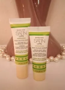 MARY KAY SATIN LIPS SET~WHITE TEA & CITRUS~SHEA BUTTER BALM & SCRUB! - Picture 1 of 2