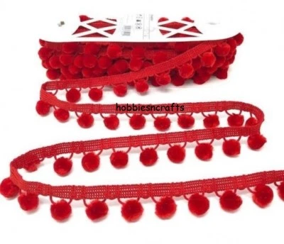 Simplicity Luxury Velvet Feel large Pom trim 1.5 cm balls 3 cm drop 1 METRE - Image 1 of 4