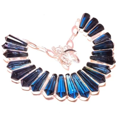 Faceted Iolite Gemstone Handmade 925 Sterling Silver Jewelry Necklace 18" j506 - Image 1 of 4