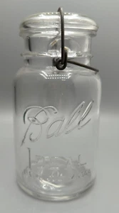 Mason Canning Jar w/Glass Lid + Wire Bale Clip 1908 Ball Eclipse Glass Qrt Clear - Picture 1 of 9