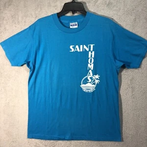 Vintage St Thomas XL T-Shirt Jungferninseln einzelner Stich Hanes Made in US - Bild 1 von 6