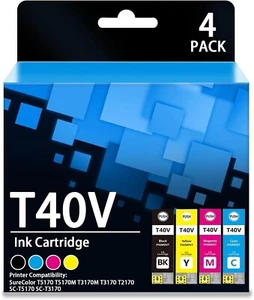 T40V Ink Cartridge 4 pack for Epson SureColor T5170 T5170M T3170M w/chips NEW - Picture 1 of 7