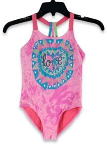 Wonder Nation Girls One Piece Fashion Swimsuit Love size Small 6-6X - Picture 1 of 11