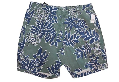 Men's NWT GAP Size L 8" Easy Shorts Green Blue Floral Drawstring Waistband $49 - Image 1 of 2