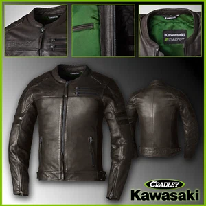 KAWASAKI OXFORD LEATHER JACKET, DARK BROWN - Picture 1 of 1