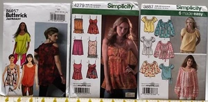 Lot of 3: Simplicity Patterns 4279 & 3887, Butterick 6057 Summer Tops Sizes 8-14 - Picture 1 of 13