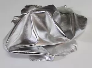 METALLIC SILVER Premium Lambskin soft Leather Skins Hide Sheep Napa 6 Sq. Ft - Picture 1 of 4