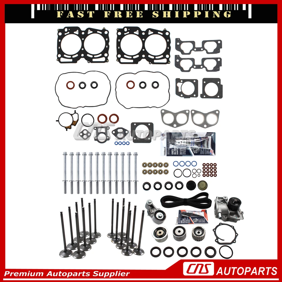 Head Gasket Bolt Valve Kit Timing Belt Water Pump For 99-03 Subaru 2.5 SOHC EJ25 Foto 1 de 2