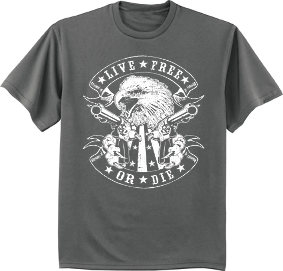 Big and Tall t-shirt live free or die 2nd amendment rights eagle guns tee bigmen - Image 1 of 1