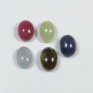 Natural Mix Sapphire Gems 14cts 9-9.5mm Sapphire Oval Cabochon 5Pcs Lot SP-85 - Picture 1 of 9