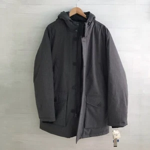 NWT Dockers - Charcoal gray hooded parka quilted puffer lined coat, L - Picture 1 of 9