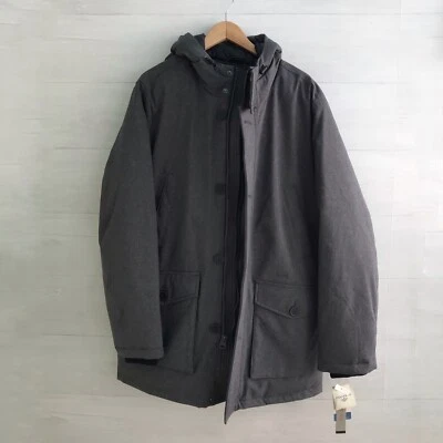 NWT Dockers - Charcoal gray hooded parka quilted puffer lined coat, L - Image 1 of 4