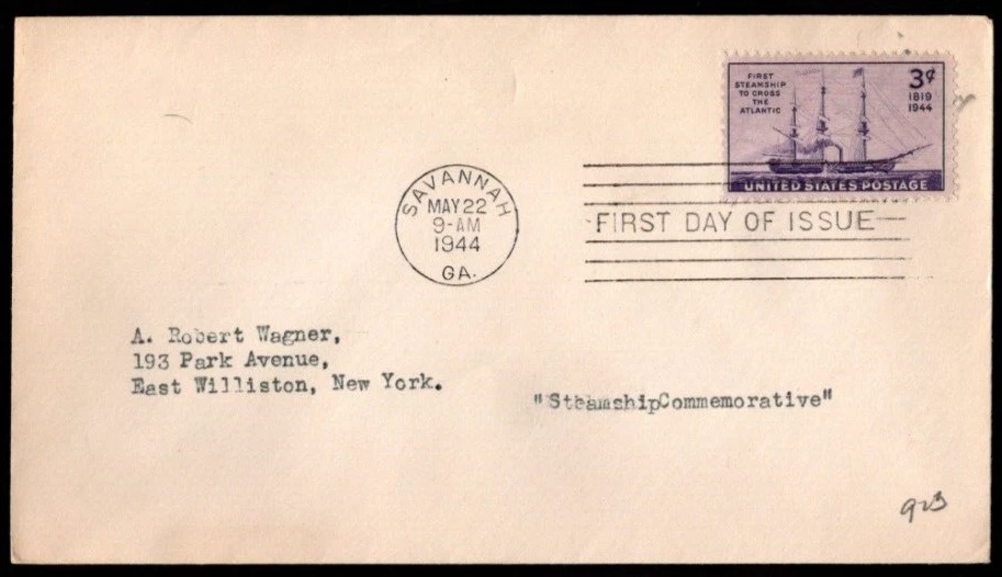 First Steamship to Cross the Atlantic FDC, SC# 923 - Image 1 of 1