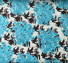 Annabella Floral Fabric By Tina Givens For FreeSpirit Turquoise Black White BTY