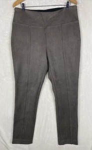 Andrew Marc Microsuede Pants Womens Large Brown Pull-on Stretch Tummy Control - Picture 1 of 13