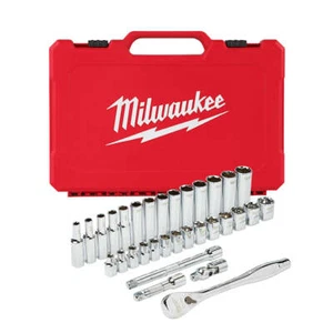 Milwaukee 48-22-9508 3/8 Zoll Antrieb robuste metrische Ratsche und Steckschlüsselsatz - 32-teilig - Bild 1 von 12