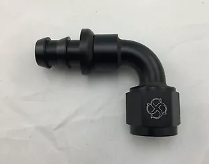 Accesorios extremos de manguera push-on P494 -16 AN -16 90° bloqueo push aluminio negro 1"" identificación - Imagen 1 de 1