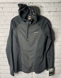 Avalanche Women's Sz L Charcoal Herringbone 1/4 Zip Pullover Astra Hoodie NEW - Picture 1 of 9