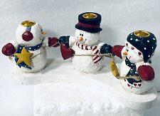 Eddie Walker Christmas Snowman 3 Taper Candle Holder  Midwest