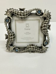 Sonoma Photo Frame Metal Seahorse 3" X 3" Beach House Decor Nautical Ocean  - Picture 1 of 3