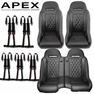 Polaris RZR Suspension Seat Bench Seat Bundle with Harnesses 2014-2023 XP4 - Picture 1 of 6