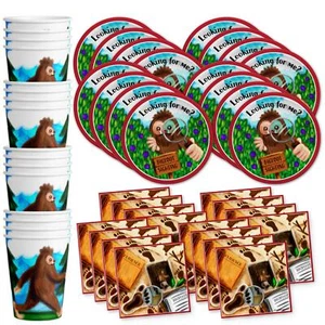 Bigfoot Birthday Party Supplies Set Plates Napkins Cups Tableware Kit For 16 - Picture 1 of 7