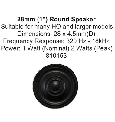 Soundtraxx 28mm ( 1" ) Round Speaker 8-Ohm 1 Watt ~ 810153 - Image 1 of 4