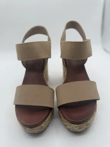 Sandalias de cuña con plataforma de alpargata MIA bronceadas correas elásticas talla 8 - Imagen 1 de 6