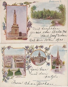 Baltimore MD 2 Postkarten 1900 & früher mehrere Szenen -- siehe Beschreibung - Bild 1 von 2