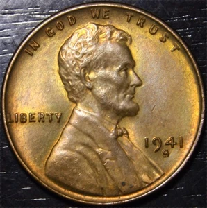 1941 S Lincoln Wheat Penny 1c US Münze San Francisco Mint AU+ - Bild 1 von 2
