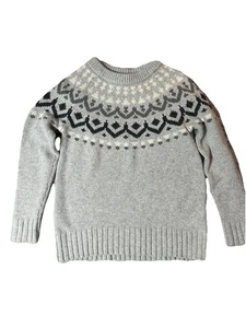 J. Suéter Crew Para Mujer Ivan Fair Isle Mezcla de Lana Cuello Redondo Gris Negro Talla XS - Imagen 1 de 6