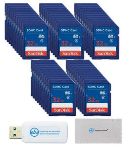 SanDisk 32GB SDHC Card 50 Pack Class 4 Memory Cards (SDSDB-032G-B35) Bundle w... - Picture 1 of 6
