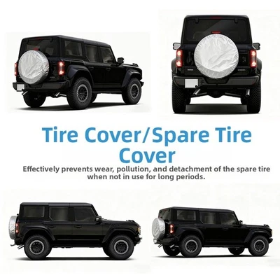 Silver Coated Oxford Fabric Spare Tire Cover Waterproof UV Resistant for Cars - Image 1 of 4