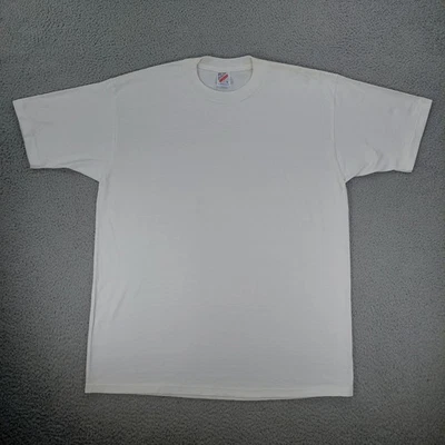 Camiseta lisa blanca vintage JERZEES en blanco para hombre talla grande puntada única años 90 EE. UU. Foto 1 de 4