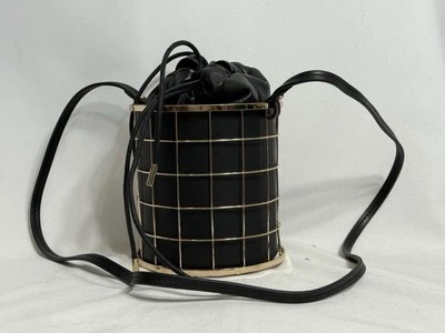 Zara Metal Basket Black Vegan Leather Bucket Bag - Image 1 of 4