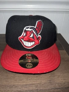 VINTAGE DEADSTOCK 1990's NEW ERA CLEVELAND INDIANS WOOL FITTED HAT MADE IN USA - Picture 1 of 4