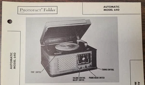 AUTOMATIC MODEL 640 COMBINATION PHONOGRAPH RADIO PHOTOFACT - Picture 1 of 1