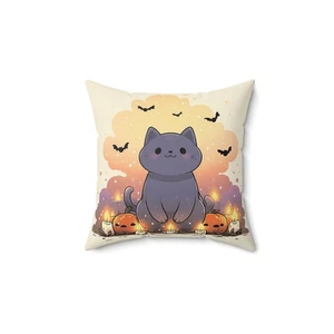 Halloween Whimsical Cat Throw Pillow and Cover Spooky Home Decor Accent Cushion - Picture 1 of 13