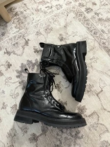 Dolce Vita Black Combat Boots Patent Leather Size 7 - Picture 1 of 8
