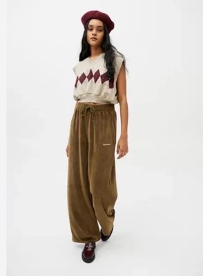 Urban Outfitters iets frans Pants Sz XS Green Velour High Rise Wide Leg Y2K 90s - Image 1 of 4