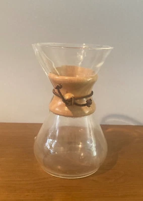 Jarra de vidrio Chemex Pyrex de 9 pulgadas para verter sobre goteo cafetera cuello de madera Foto 1 de 4