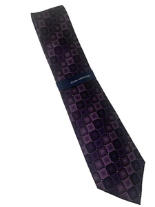 Men’s John Ashford Super Geo ll Eggplant Silk Tie One Size Stain Resistant New - Picture 1 of 7