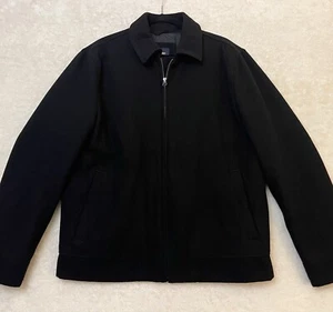Gap Wool Blend Coat Men’s Large Full Zip Black Bomber Style 48” Chest - Picture 1 of 6