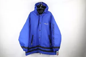 NOS Vintage 90s Perry Ellis Mens 2XL Spell Out Quilt Lined Hooded Parka Jacket - Picture 1 of 17