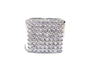 Anillo de forma cuadrada de circonita cúbica blanca corte redondo de plata .925 para hombre - Imagen 1 de 5