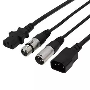 LEDJ 1.5m Combi IEC DMX XLR 3-Pin Male Female DMX Cable Uplighting Mains Lead - Picture 1 of 2