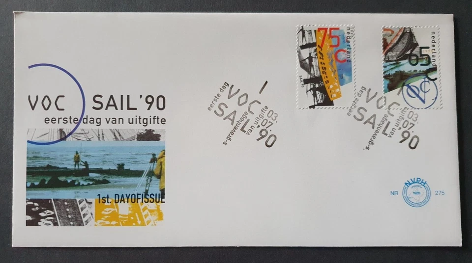 1990 NETHERLANDS NEDERLAND VOC SAIL SAILINGSHIPS NR 275 FDC - Image 1 of 1