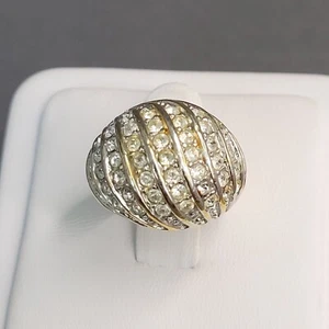 Damen-Cocktailring goldfarben pave klare Kristalle detaillierte Kuppel Größe 5 - Bild 1 von 7