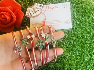 6 Stck. Kristall Unendlichkeit Symbol Glück Martisor Armband Handarbeit Rot & Weiß ❤ - Bild 1 von 8