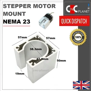 Montaje de motor paso a paso Nema 23 57 mm base de soporte de aluminio plata CNC REINO UNIDO RÁPIDO - Imagen 1 de 6
